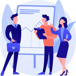 Plusieurs personnes discutant de leurs orientations stratégiques Plusieurs personnes discutant de leurs orientations stratégiques