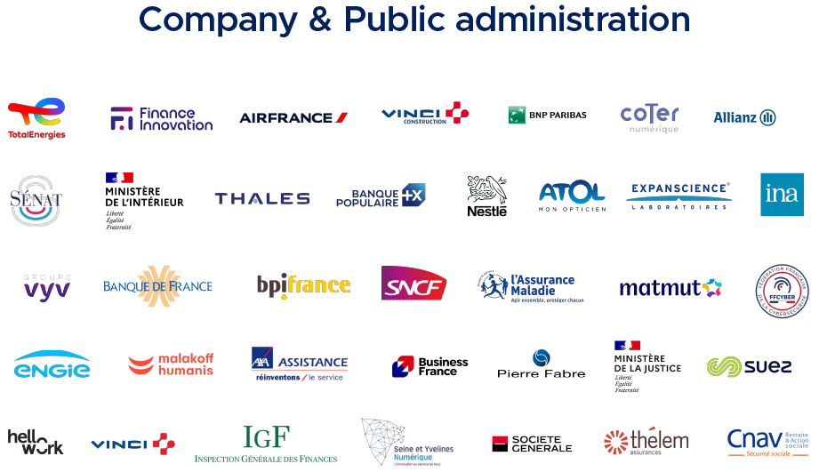Logos of Exaegis clients among companies and public administrations