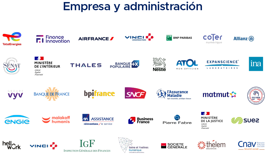 Logotipos de los clientes de Exaegis entre empresas y administraciones públicas