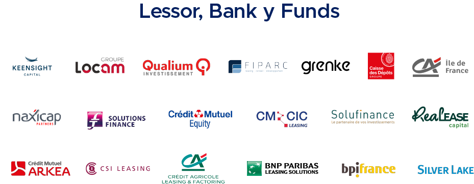 Logos of Exaegis clients among investment funds, leasing companies and banks