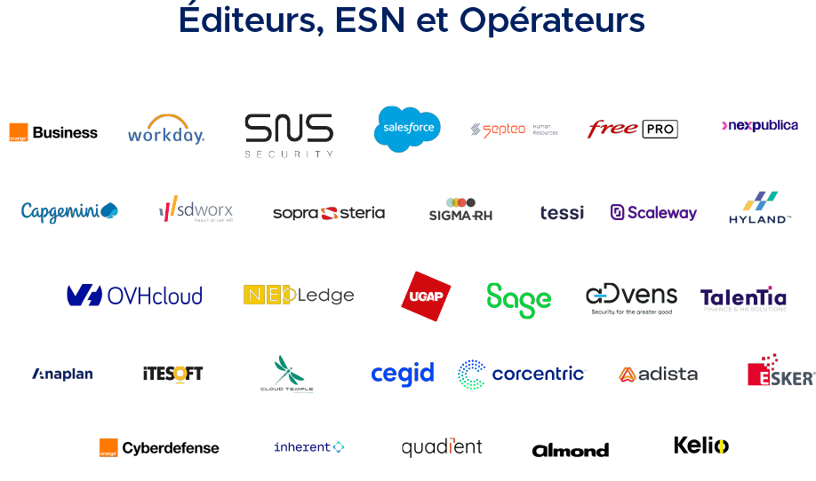 Les logos des clients d'Exaegis parmi les éditeurs, esn et opérateurs