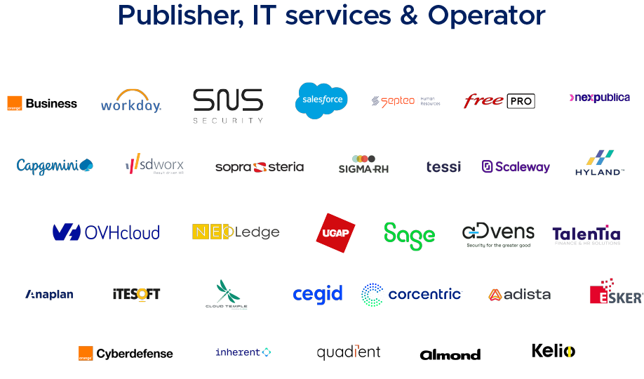 Logos of Exaegis clients among software publishers, IT services companies and operators